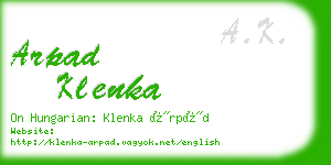 arpad klenka business card